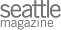 The image displays the logo of "Seattle Magazine" in a gray, rounded font on a transparent background.