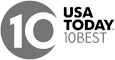 The image features the USA TODAY 10Best logo, with a large "10" inside a circle and the text "USA TODAY 10BEST" to the right.