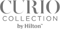 The image shows the logo for "Curio Collection by Hilton" in stylized font.